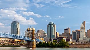 Cincinnati skyline along the Ohio river